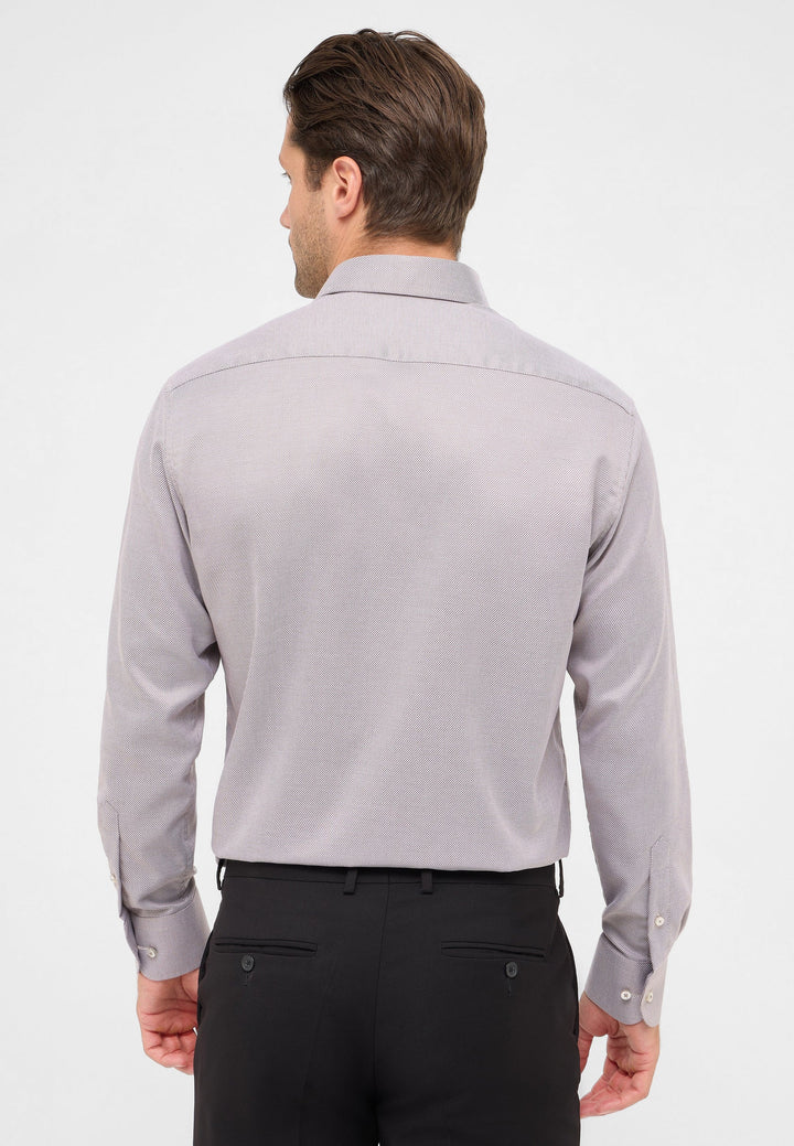 Eterna Structured Twill Modern Fit Kent Collar Dress Shirt: Brown