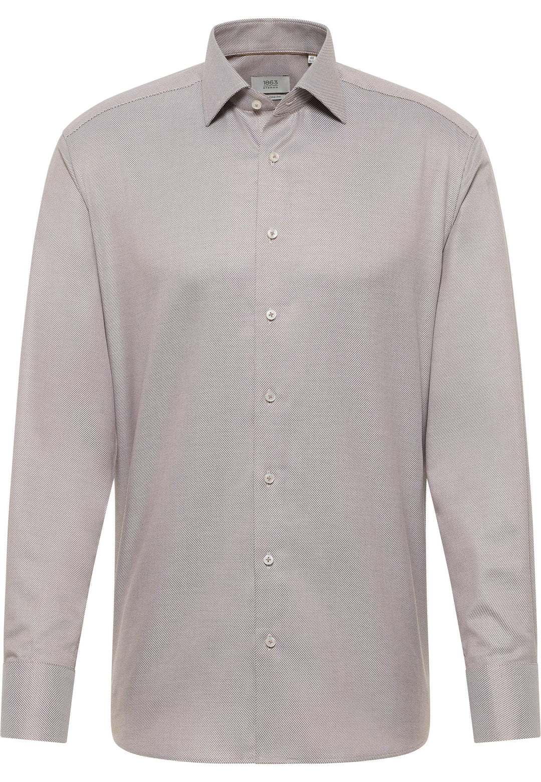 Eterna Structured Twill Modern Fit Kent Collar Dress Shirt: Brown
