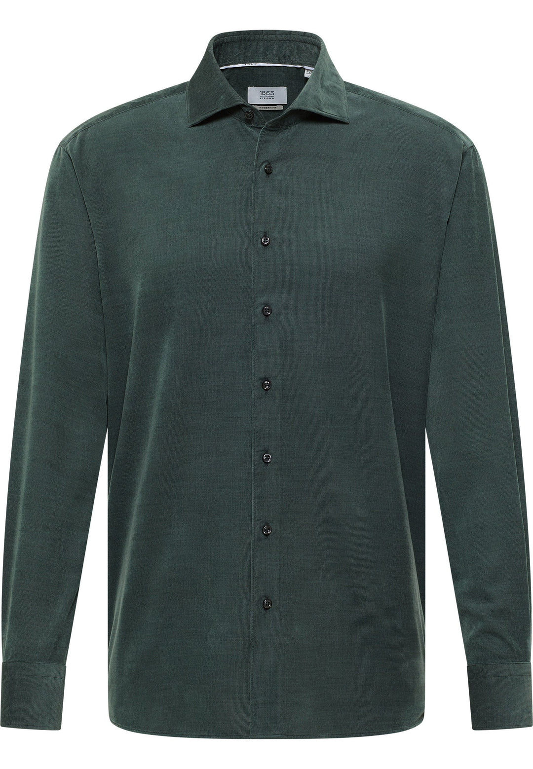 Eterna Soft Tailoring Micro Cord Modern Fit w/ Cutaway Collar: Dark Green