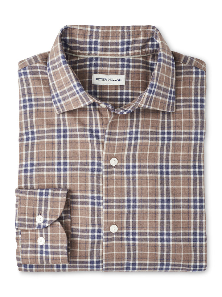 Peter Millar Big Bear Performance Flannel Sport Shirt: Poplar Brown
