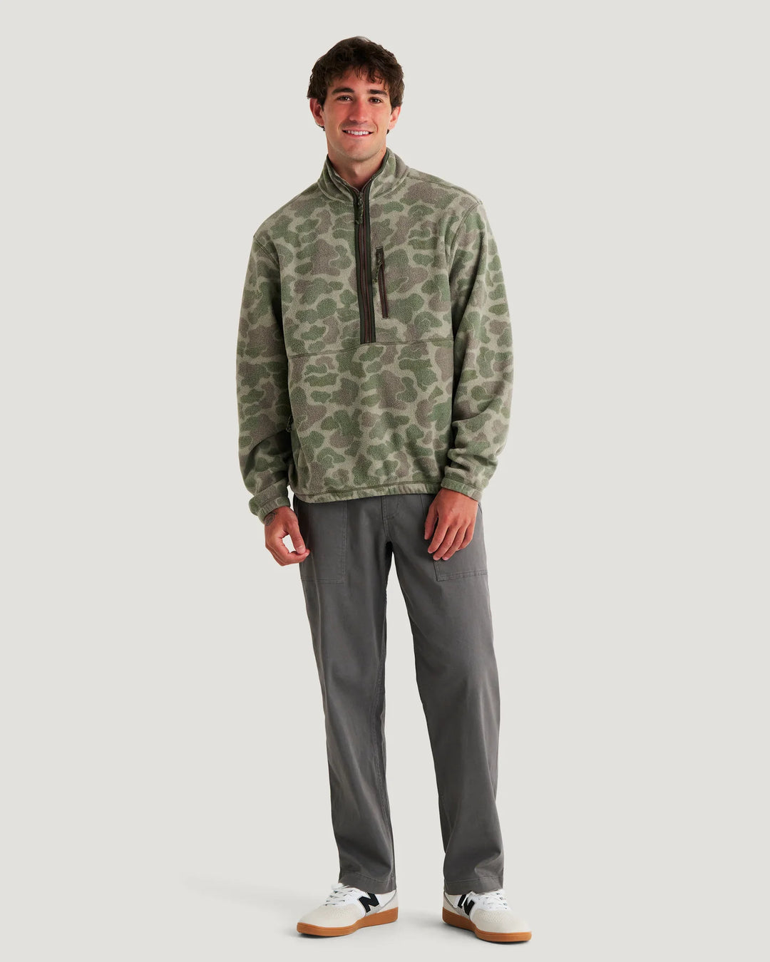 Free Fly Men's Ashridge Fleece Half Zip: Vintage Camo Oil Green
