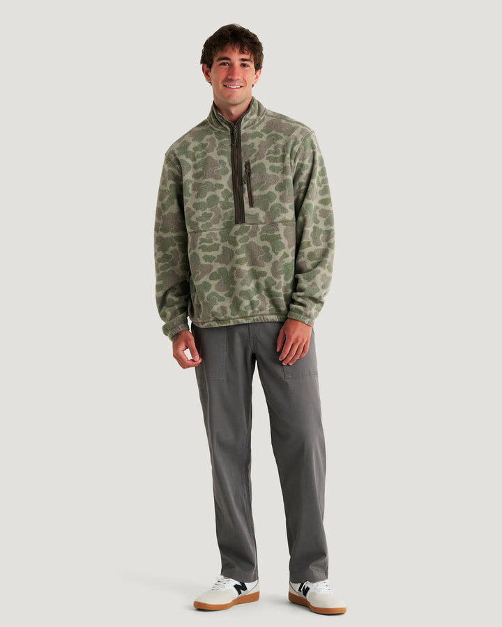 Free Fly Men's Ashridge Fleece Half Zip: Vintage Camo Oil Green