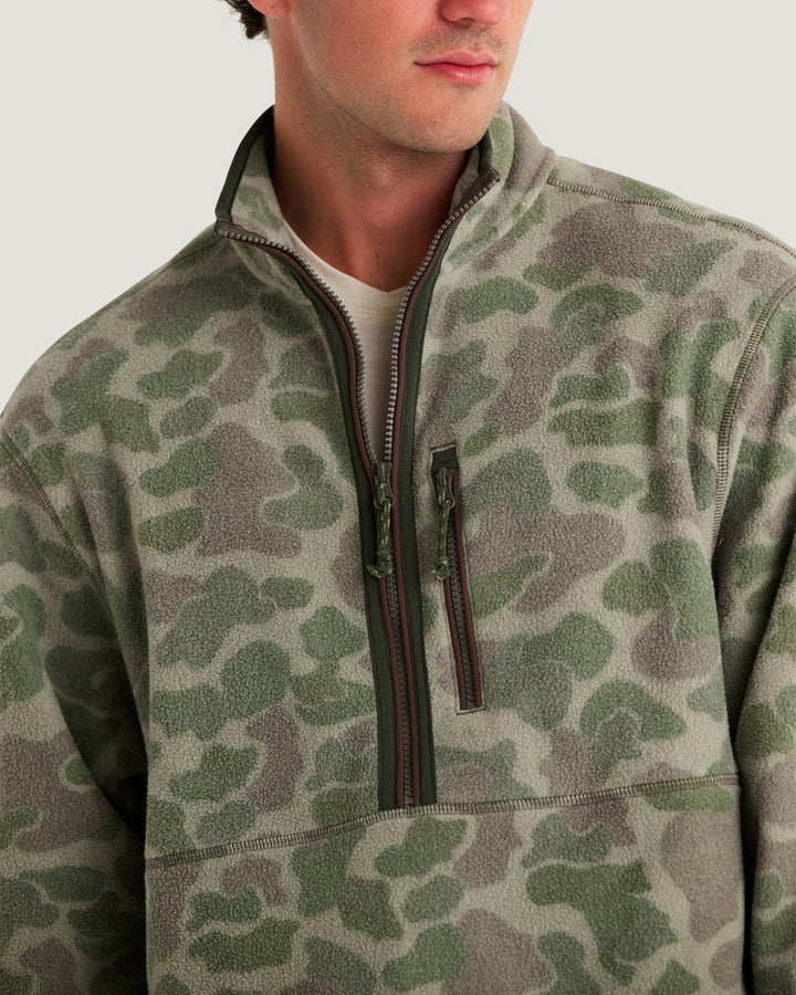 Free Fly Men's Ashridge Fleece Half Zip: Vintage Camo Oil Green