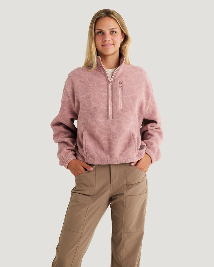 Free Fly Women's Ashridge Fleece Half Zip: Cosmic Bloom Plum