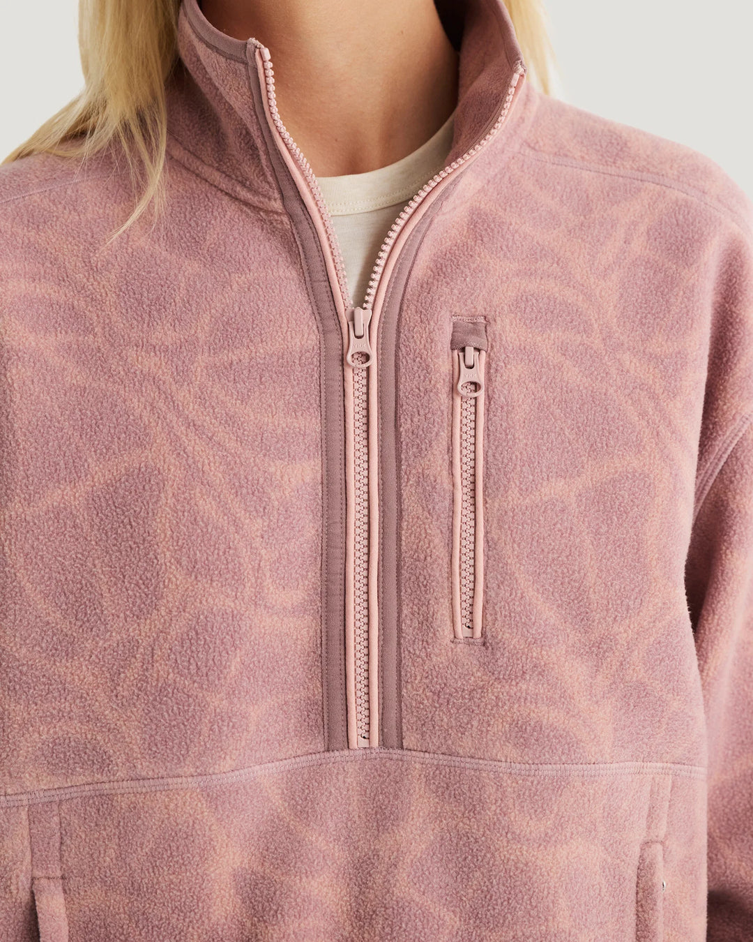 Free Fly Women's Ashridge Fleece Half Zip: Cosmic Bloom Plum