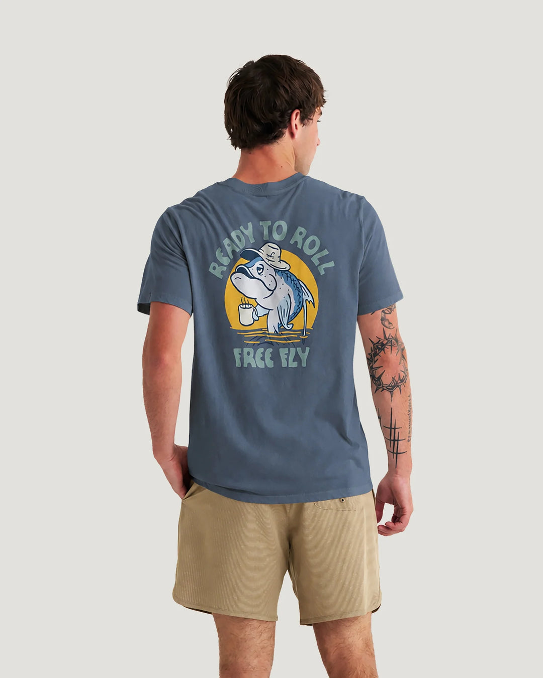 Free Fly Morning Person Pocket Tee; Storm Cloud
