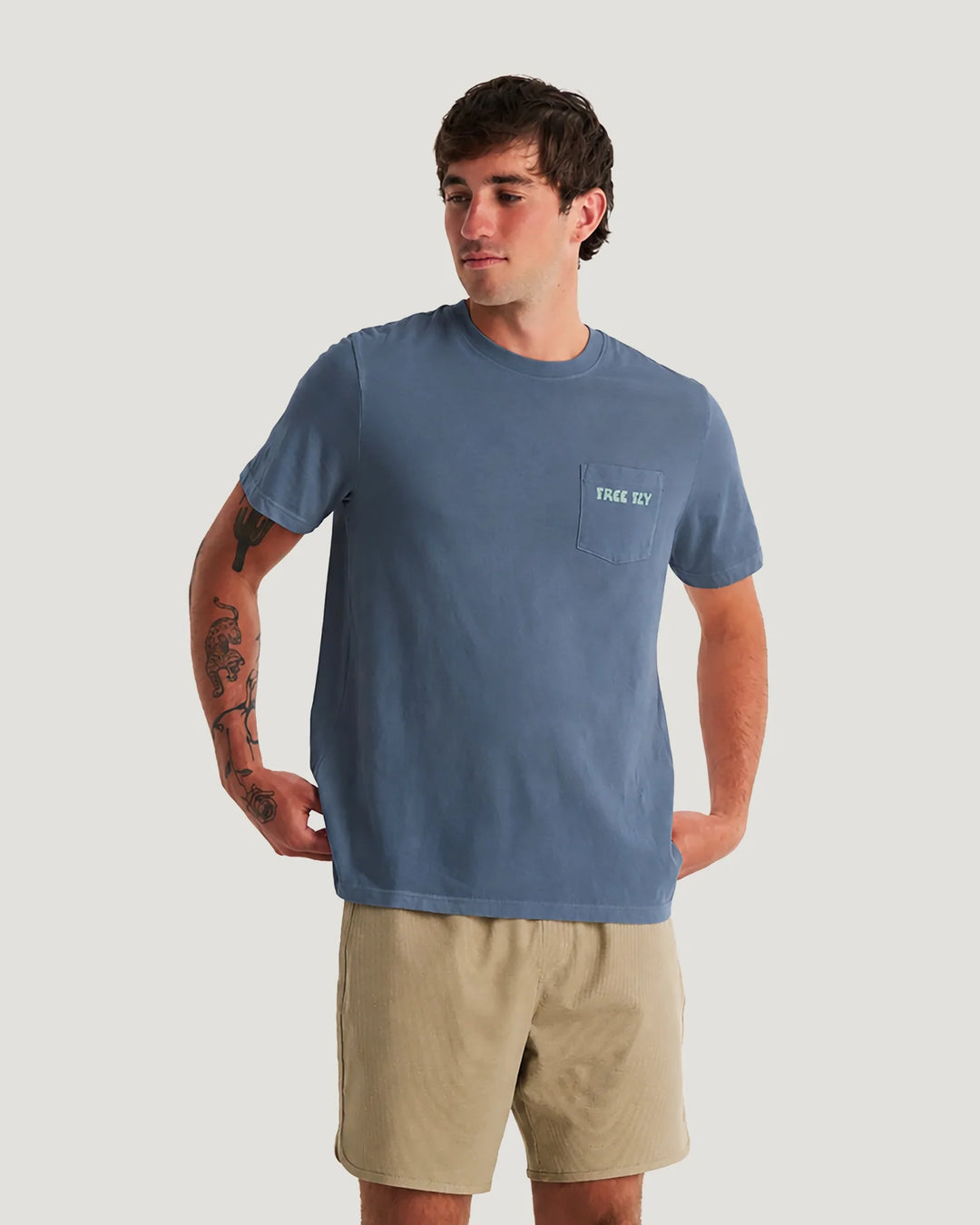 Free Fly Morning Person Pocket Tee; Storm Cloud
