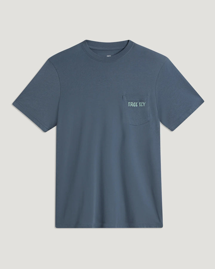 Free Fly Morning Person Pocket Tee; Storm Cloud