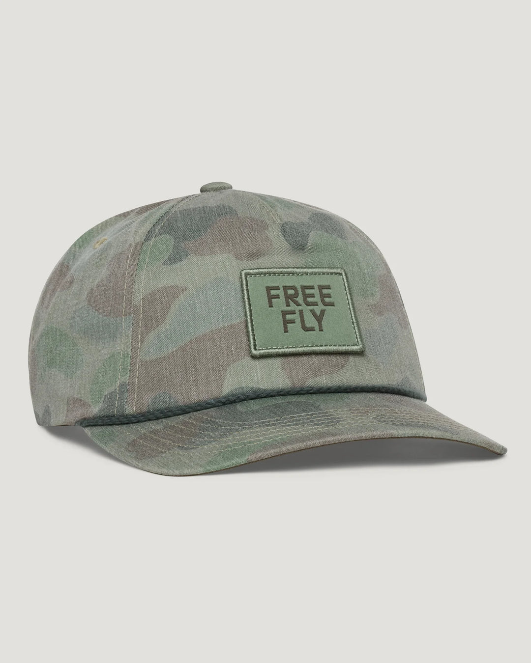 Free Fly Logo Performance Hat: Vintage Camo Oil Green
