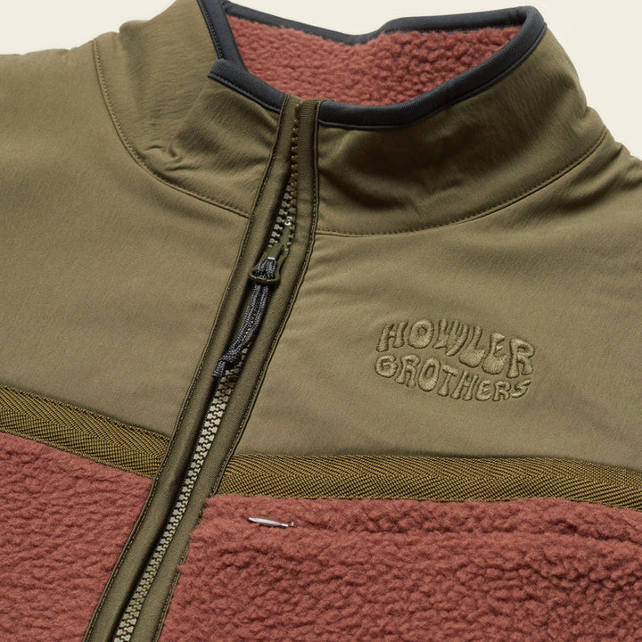 Howler Brothers Crozet Fleece Vest: Cherrywood / Olivetree