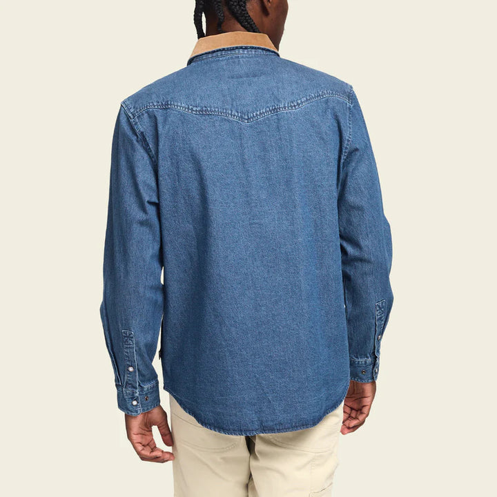 Howler Brothers Dust Up Denim Snapshirt: Nelson Dark Wash