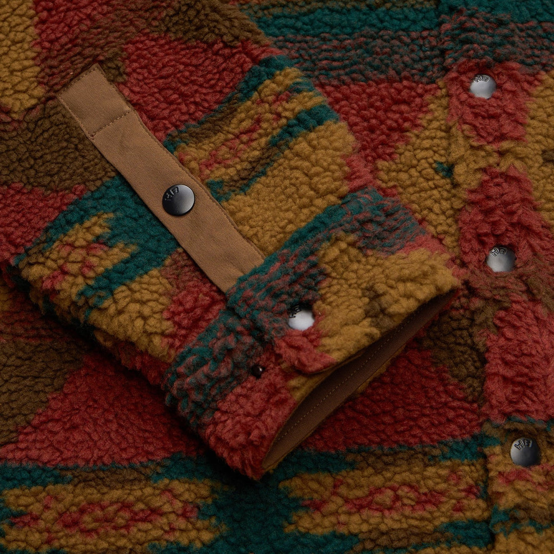 Howler Bros Allegheny Fleece Overshirt: Mitla Motifs - Brick