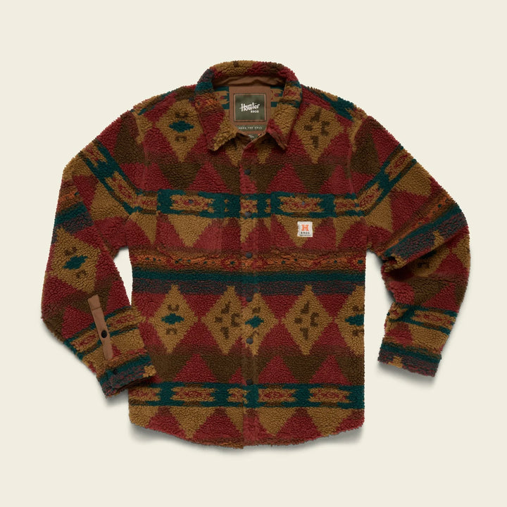 Howler Bros Allegheny Fleece Overshirt: Mitla Motifs - Brick