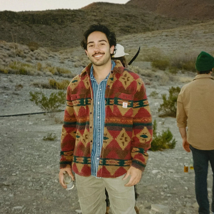 Howler Bros Allegheny Fleece Overshirt: Mitla Motifs - Brick