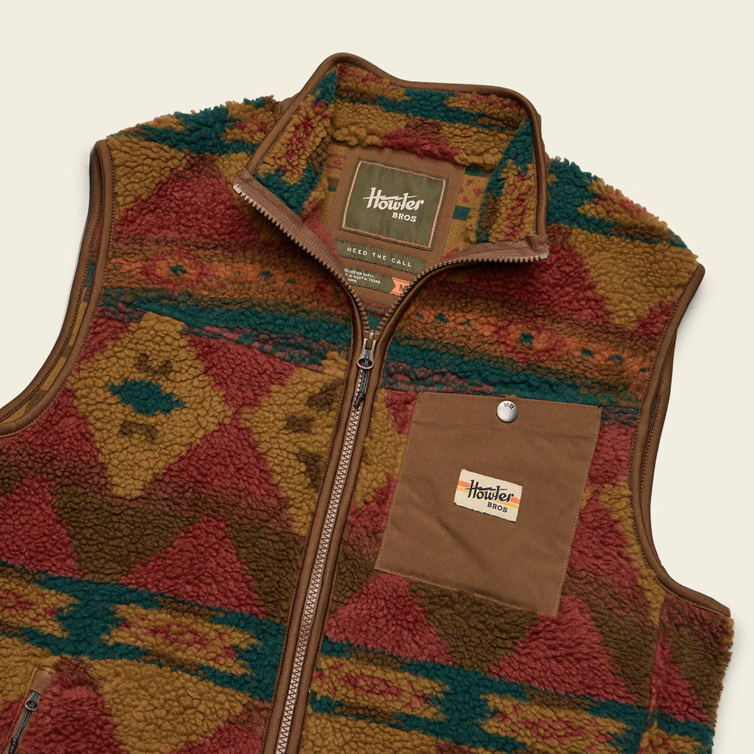 Howler Brothers Chisos Fleece Vest - Mitla Motifs: Russet