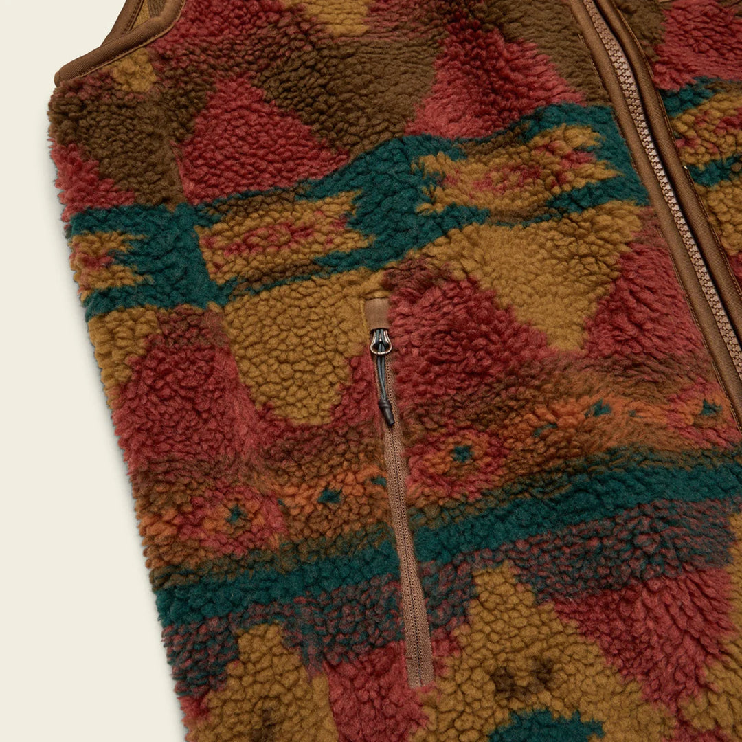 Howler Brothers Chisos Fleece Vest - Mitla Motifs: Russet