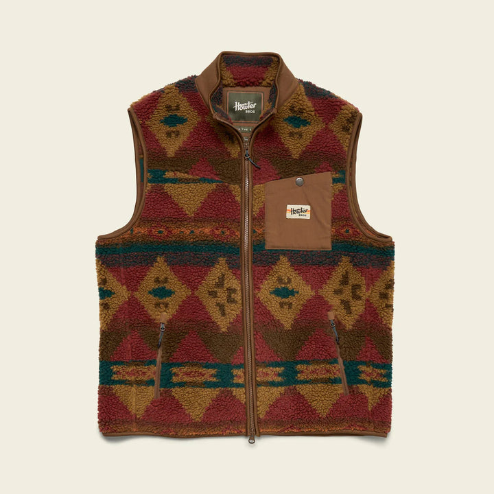 Howler Brothers Chisos Fleece Vest - Mitla Motifs: Russet