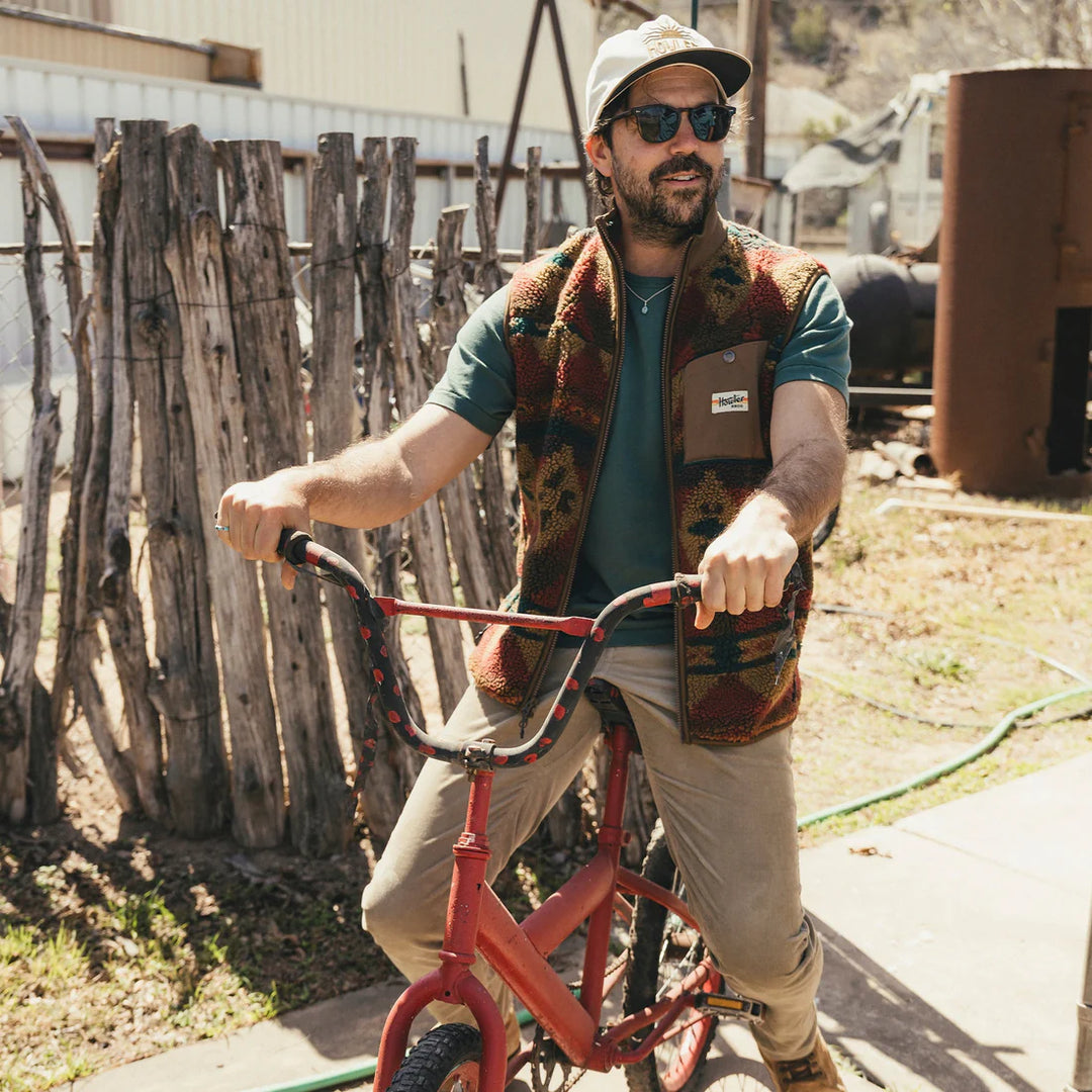 Howler Brothers Chisos Fleece Vest - Mitla Motifs: Russet