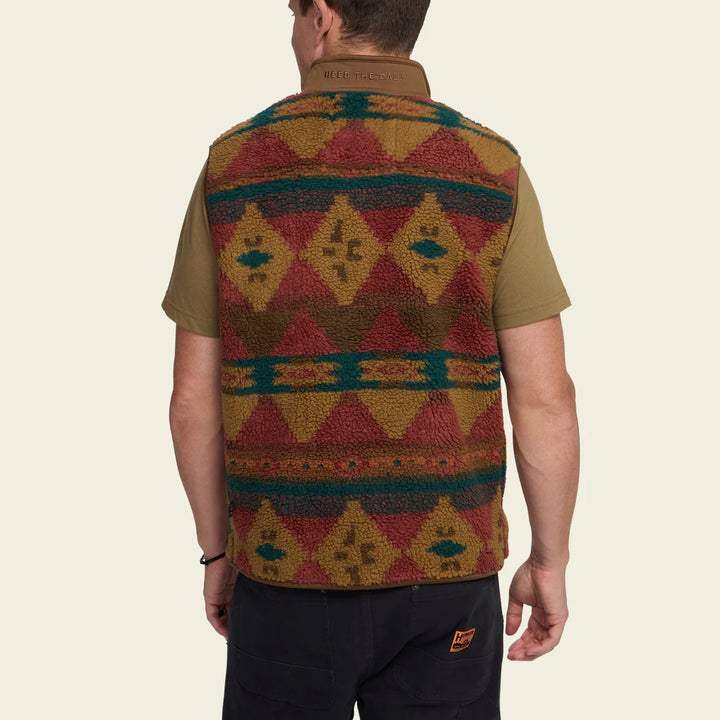 Howler Brothers Chisos Fleece Vest - Mitla Motifs: Russet