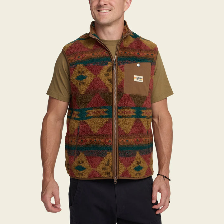 Howler Brothers Chisos Fleece Vest - Mitla Motifs: Russet