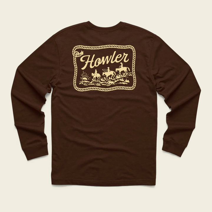 Howler Brothers Posse Longsleeve Cotton T-shirt - Howler Posse: Mahogany