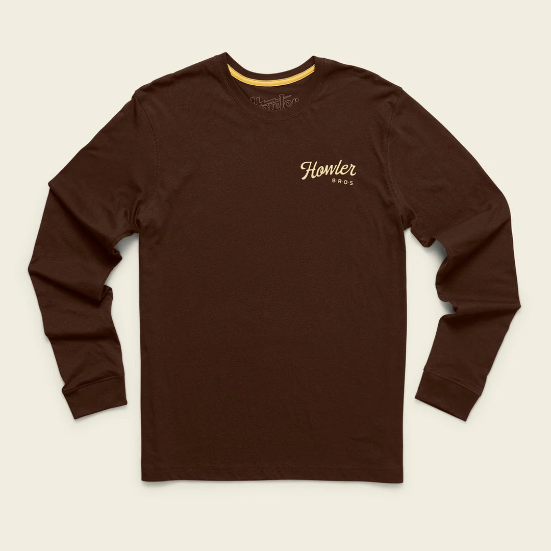 Howler Brothers Posse Longsleeve Cotton T-shirt - Howler Posse: Mahogany