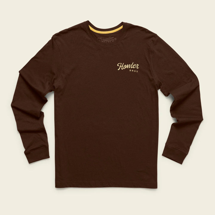 Howler Brothers Posse Longsleeve Cotton T-shirt - Howler Posse: Mahogany