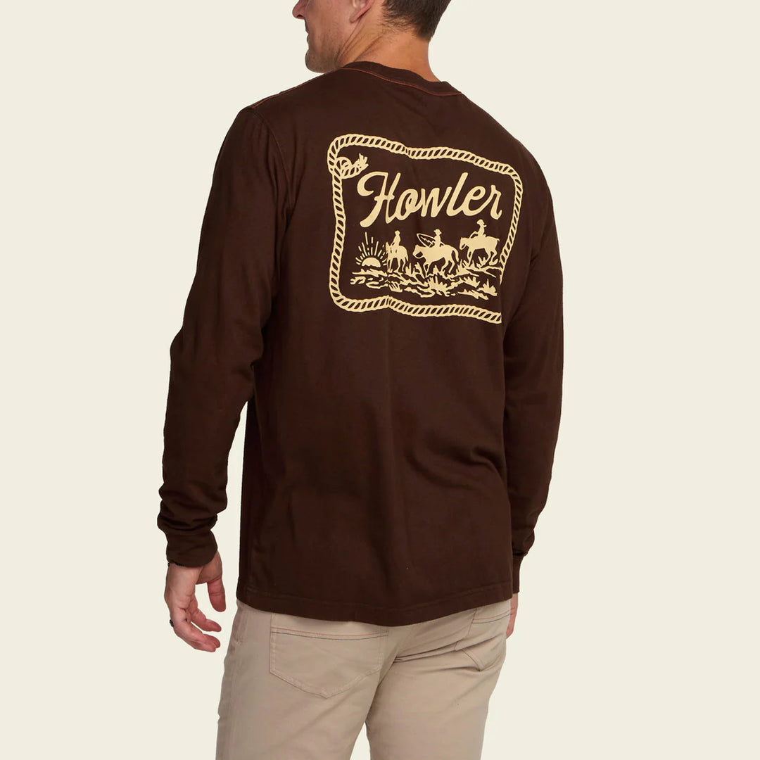 Howler Brothers Posse Longsleeve Cotton T-shirt - Howler Posse: Mahogany