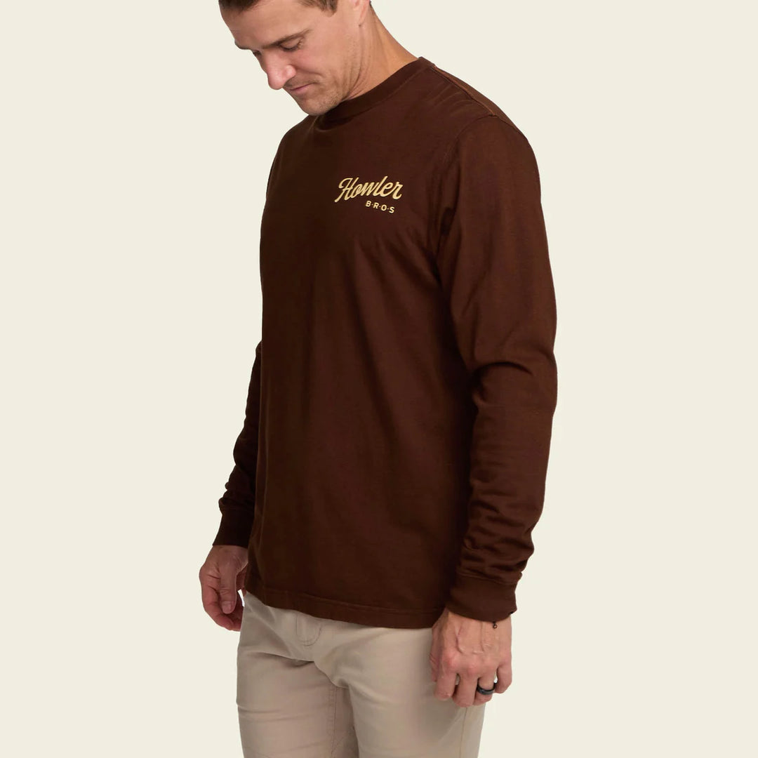 Howler Brothers Posse Longsleeve Cotton T-shirt - Howler Posse: Mahogany