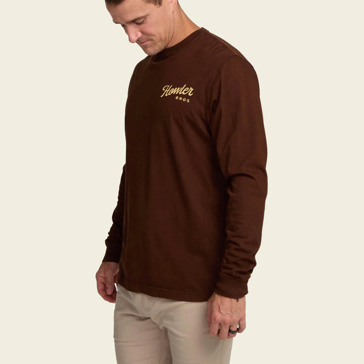 Howler Brothers Posse Longsleeve Cotton T-shirt - Howler Posse: Mahogany