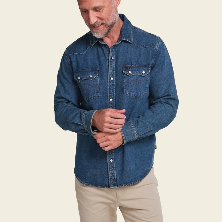 Howler Brothers Dust Up Denim Snapshirt: Bolan Classic Wash