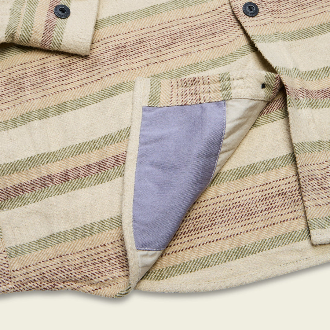 Howler Brothers Salvo Hooded Blanket Flannel - Pathway Stripe: Dawn