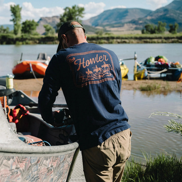 Howler Bros Howler Posse Cotton Longsleeve T-shirt: Navy