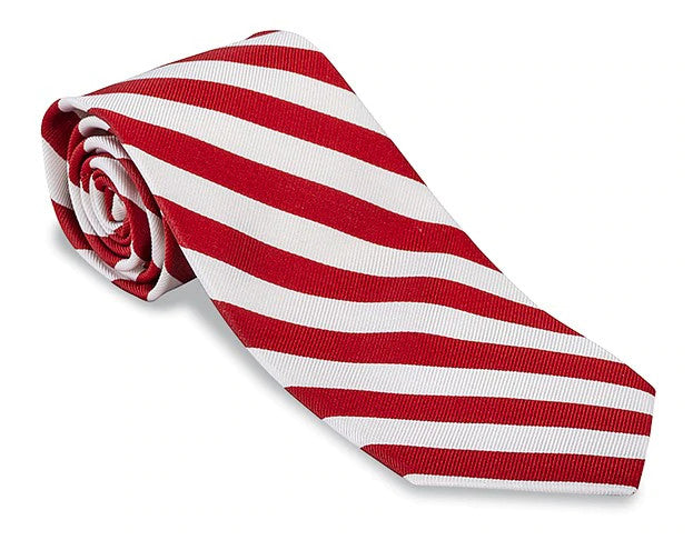 R. Hanauer Bar Stripe Necktie: Scarlet/White