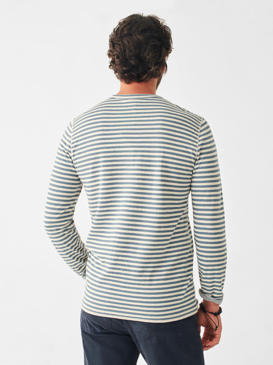 Faherty Cloud Long-Sleeve Reversible Tee: Marine Ivory Stripe