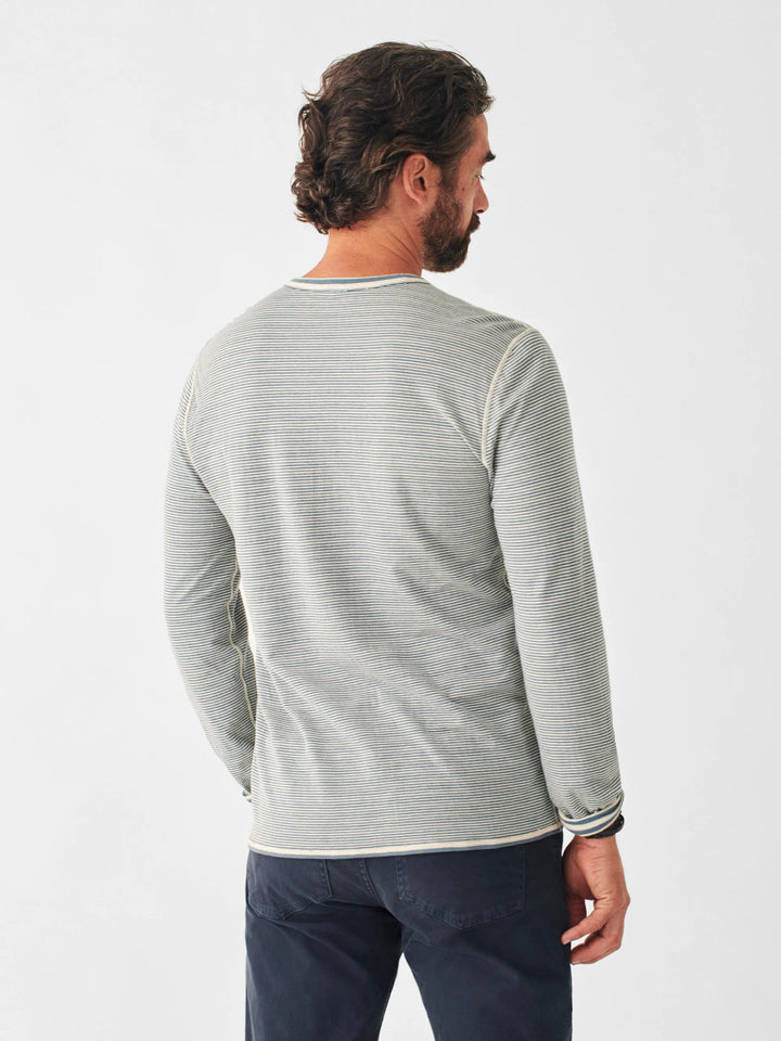 Faherty Cloud Long-Sleeve Reversible Tee: Marine Ivory Stripe