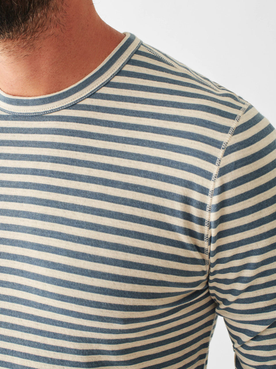 Faherty Cloud Long-Sleeve Reversible Tee: Marine Ivory Stripe