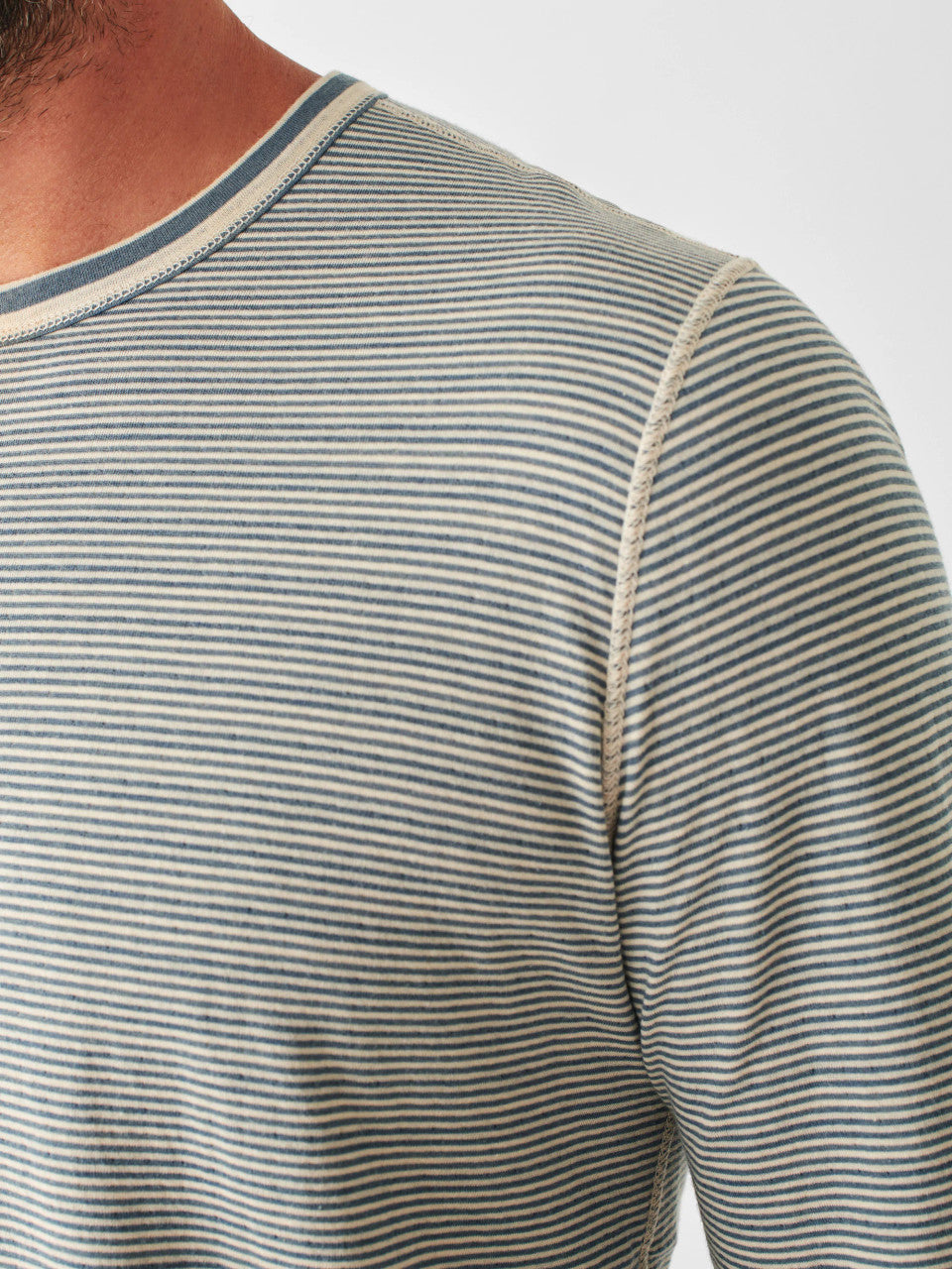 Faherty Cloud Long-Sleeve Reversible Tee: Marine Ivory Stripe