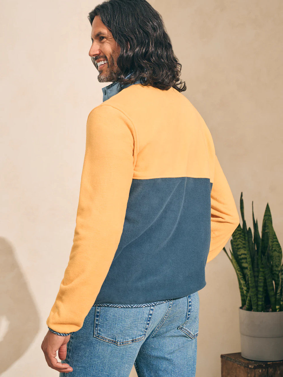 Faherty Low Pile Fleece Popover: Fall Sun Atlantic