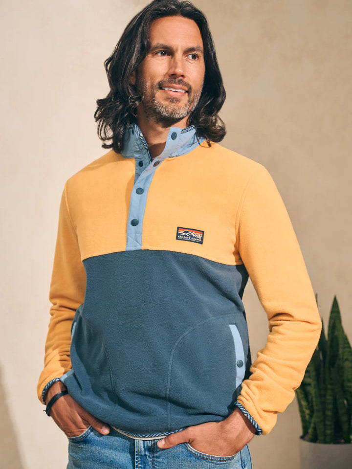 Faherty Low Pile Fleece Popover: Fall Sun Atlantic