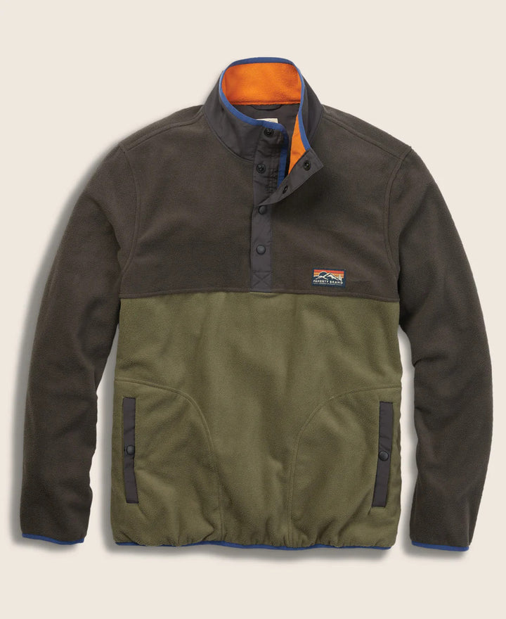 Faherty Low Pile Fleece Popover: Faded Black Light Pine