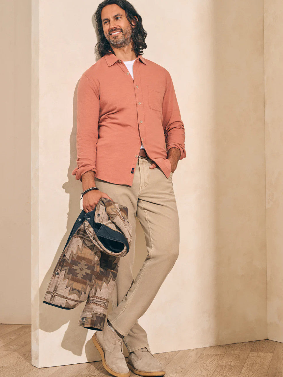 Faherty Sunwashed Knit Shirt (Single Pocket): Sedona