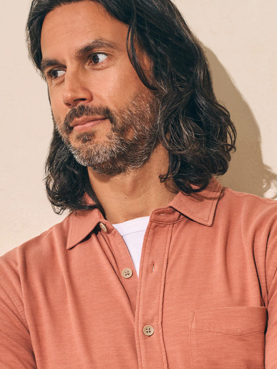 Faherty Sunwashed Knit Shirt (Single Pocket): Sedona