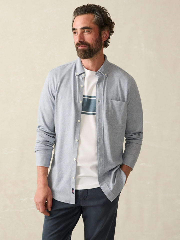 Faherty Coastline Knit Shirt: Oceanside Blue