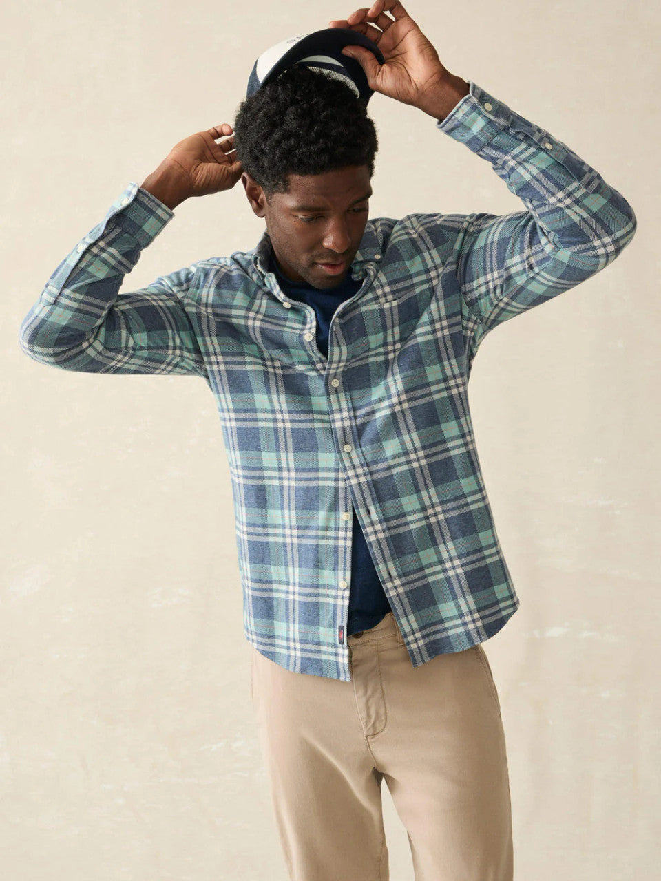 Faherty Coastline Knit Shirt: Holbrook Island Plaid