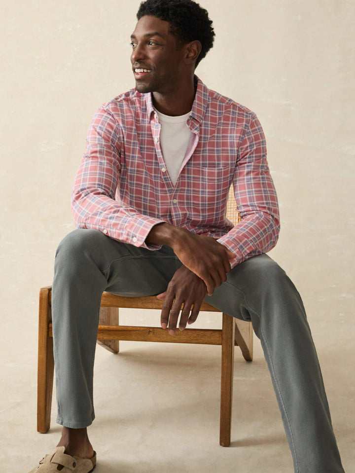 Faherty Coastline Knit Shirt: River Rose Plaid