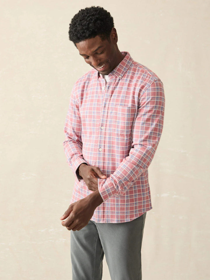 Faherty Coastline Knit Shirt: River Rose Plaid