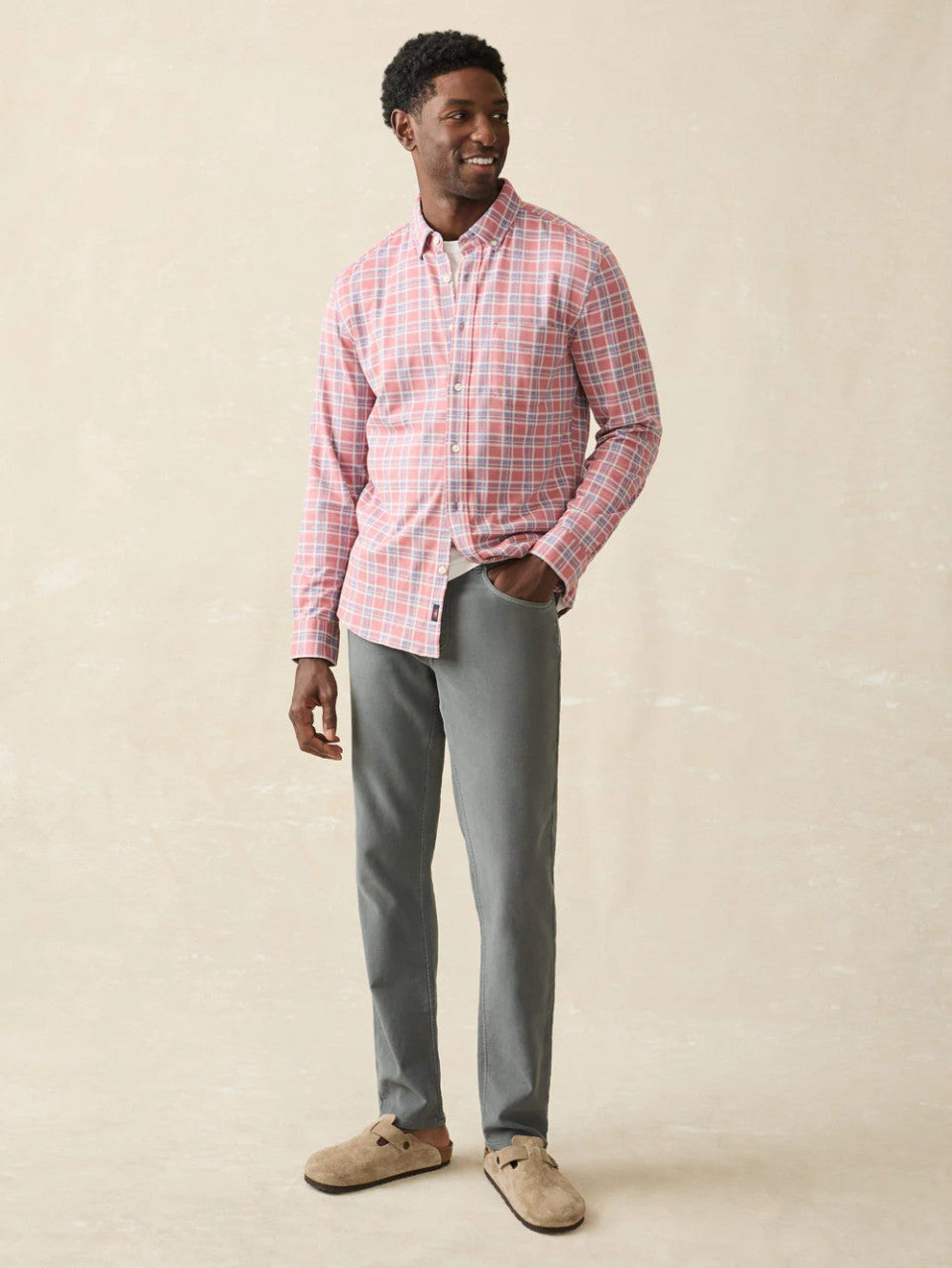 Faherty Coastline Knit Shirt: River Rose Plaid