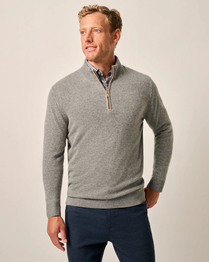 Johnnie-O Mayfair Cashmere Quarter Zip Sweater: Charcoal