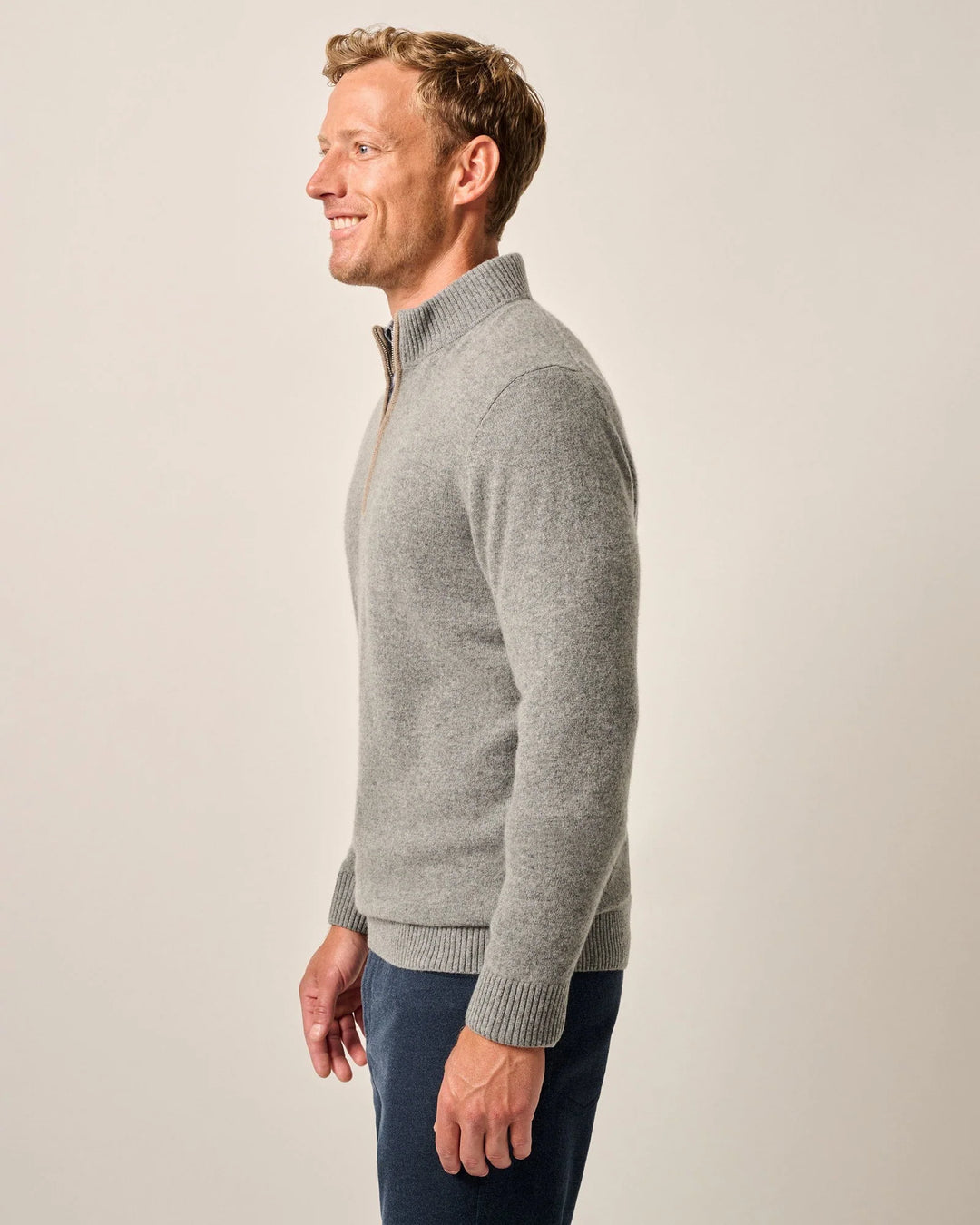 Johnnie-O Mayfair Cashmere Quarter Zip Sweater: Charcoal